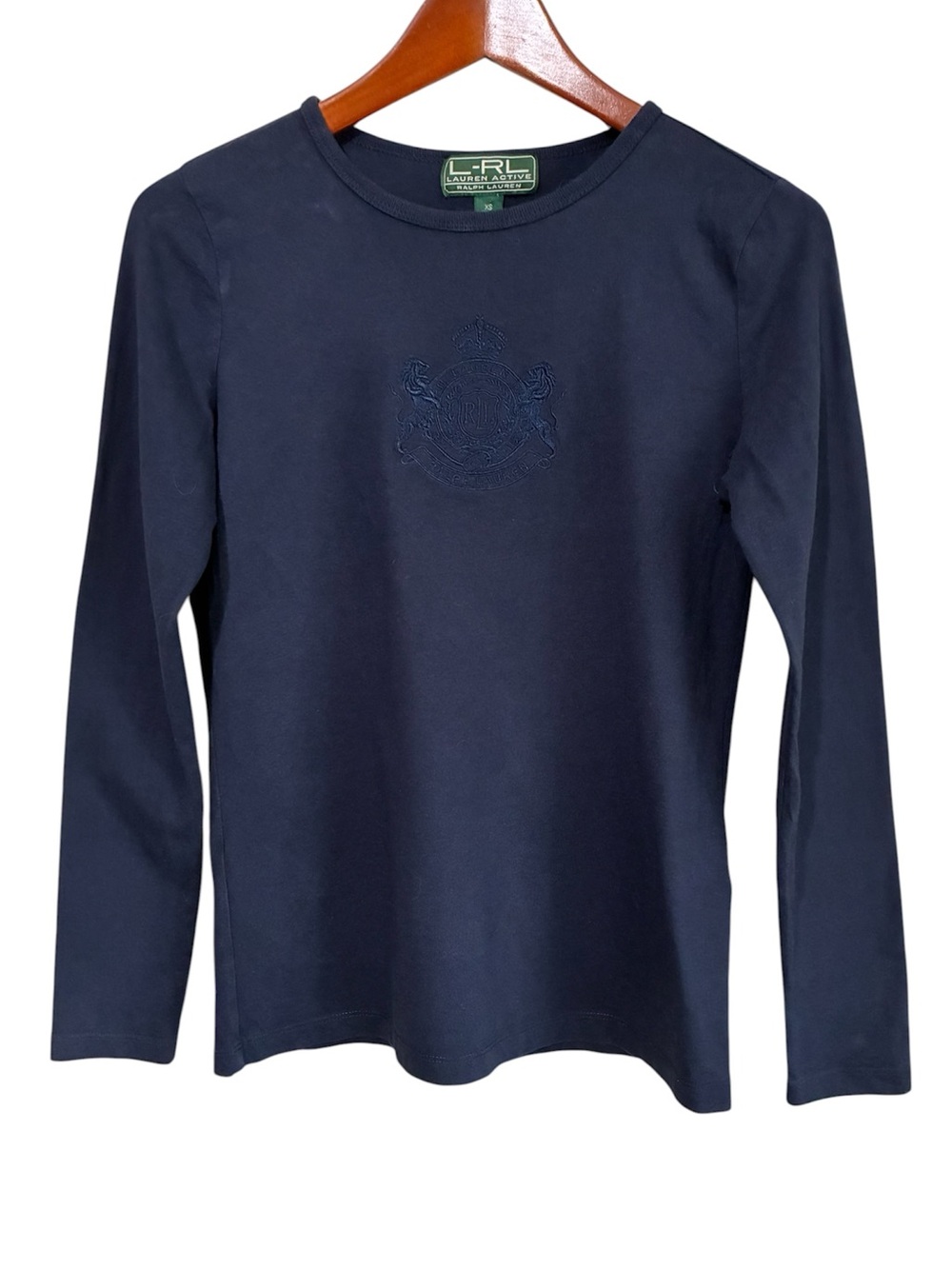 Ralph Lauren LRL Women's Blue Long Sleeve Crest Tee Size XS